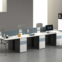 Poste de travail modulaire extensible en bois, moderne et simple, avec meuble mobile pour espace de bureau ouvert d'entreprise