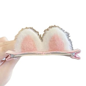 Pinzas para el pelo con orejas de gato, 12 cm, de felpa, con clip de pico de pato, para niñas, uso diario - Product Image 5