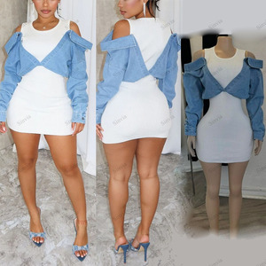 Wholesale Denim Jacket With Maxi Dress Versatile For Beach And Casual Wear  | Alibaba.com