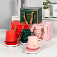 Ensemble de tasses à café en céramique intelligentes avec chauffe-tasse, contrôle de la température, logo personnalisé, cadeau pour le bureau ou la maison