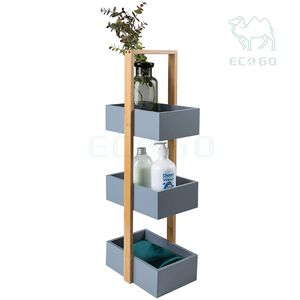 ชั้นวางของไม้ไผ่ & MDF 3ชั้นแข็งแรงทนทานชั้นเก็บของในห้องนอนชั้นเก็บของใช้ซ้ำได้ - Product Image 2