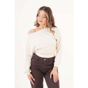 Camiseta Básica sin Costuras con Cuello en V y Mangas Murciélago para Mujer, Color Gris Piedra, Tela Delgada y Cómoda para Uso Diario - Product Image 1