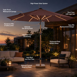 Sombrilla para Exteriores Resistente a la Intemperie, Estructura de Aluminio Grueso, Sistema de Bloqueo con Pasador de Resorte, Toldo para Terraza - Product Image 4