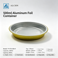 ALCHN Plat à sauce rond en aluminium avec couvercle en plastique, récipient jetable, compatible four, recyclable, qualité alimentaire PET