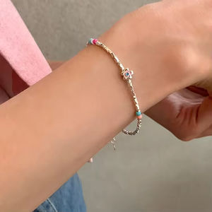 กำไลข้อมือลูกปัดโบฮีเมียนสำหรับผู้หญิง เงินแท้ 925 กำไลแฟชั่นเรียบง่ายสำหรับผู้หญิงและเด็กผู้หญิง - Product Image 5