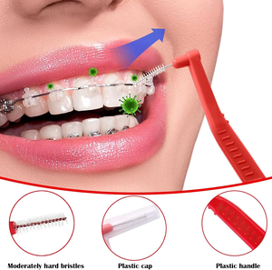 Outil de nettoyage <span class=keywords><strong>dentaire</strong></span> Brosse <span class=keywords><strong>interdentaire</strong></span> Brosse de nettoyage buccal en forme de 7 en acier inoxydable Brosse orthodontique pour les espaces interdentaires - Product Image 2