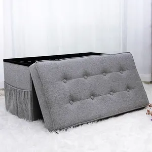 Folding Storage Ottoman Customized Popular Long Bench Button Design Colourful Folding Storage Sleeper Ottoman Bench