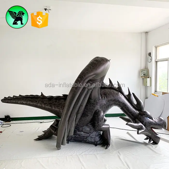 Dragón Volador negro de 3m de longitud, inflable para eventos personalizados, Animal dragón inflable Y103