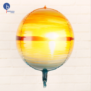 Globo de aluminio redondo 4D con tema espacial de 22 pulgadas, globo de helio con forma de círculo de paisaje terrestre para decoraciones de fiesta