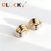 LUCKYJIU Fabricants de bijoux personnalisés, boucles d'oreilles en acier inoxydable plaqué or 18 carats, imperméables, à facettes, en métal mélangé, pour femmes