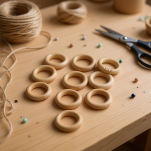 Anelli in legno Ilan 30 mm 10 pezzi per artigianato e decorazione - Product Image 2