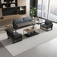 Ensemble de canapés de bureau modernes en cuir, modulaires, petits ensembles, pour réception, en acier inoxydable, pour un bureau moderne et luxueux