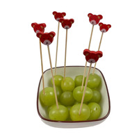 12cm Ours Rouge Bambou Brochette Creative Forme Fruit Bâton Apéritif Cure-Dents 100pcs Pack