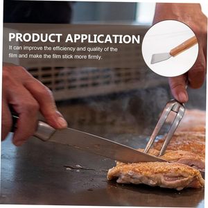 Grattoir <span class=keywords><strong>de</strong></span> nettoyage pour plaque <span class=keywords><strong>de</strong></span> cuisson en acier inoxydable <span class=keywords><strong>de</strong></span> qualité industrielle avec manche en bois, <span class=keywords><strong>spatule</strong></span> <span class=keywords><strong>de</strong></span> nettoyage pour barbecue et cuisine Teppanyaki - Product Image 3