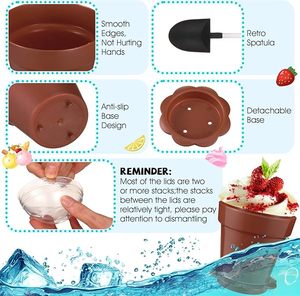 Gobelets à dessert en <span class=keywords><strong>plastique</strong></span> PP de haute qualité 5,8 oz/170 ml avec couvercles et cuillères, design mini-pot de fleurs <span class=keywords><strong>personnalisé</strong></span>, écologiques, non toxiques, pour crème glacée - Product Image 5