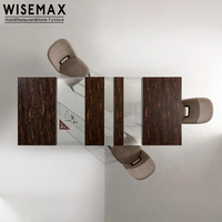 WISEMAX FURNITURE Meubles design Meuble TV avec base en verre et plateau en bois Meubles de luxe pour la maison Table à manger en verre Console