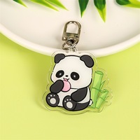 Joli pendentif en forme de panda, charme de dessin animé mignon, porte-clés en acrylique avec fermoir à ressort pour les cadeaux des amoureux des animaux
