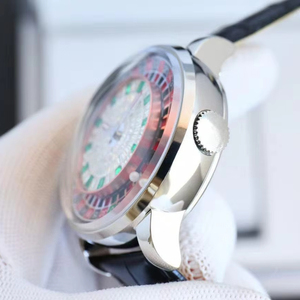 Reloj Mecánico de Diseño Premium con Diseño de Ruleta para Hombre, Esfera con Incrustaciones de Cristal, Correa de Cuero Negra, Reloj de Pulsera de Lujo - Product Image 4