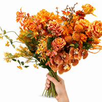 Bouquet d'automne artificiel orange très demandé, fleurs artificielles en soie au toucher réel pour la décoration de mariage et de table à la maison