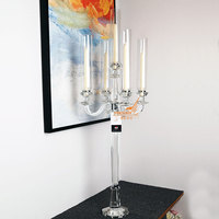 Antique américain moderne Bob Bash Style support de mariage 5 bras verre cristal candélabre titulaire bâton bougeoir avec tube de verre