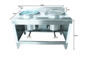 VICTORY KITCHEN Venta caliente Malaysian Special Stall fideos pot stand gama Kwali Range con dos quemadores de gas en el mercado - Product Image 4