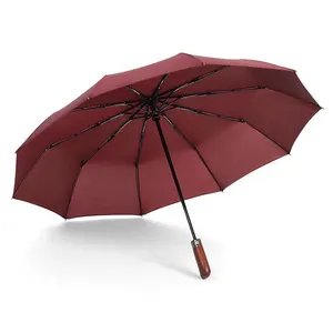 Promoción Regalos Logotipo personalizado Proveedor al por mayor Imprimir completamente Tres paraguas plegable Paraguas automático con caja de regalo