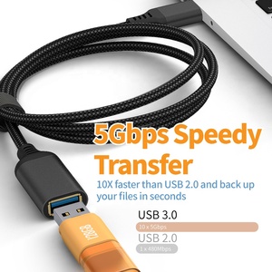 Cáp Nối Dài USB 0.5 Loại A Sang Cái Hoạt Động Bện Nylon 1M 2M 3M 3.0 Cáp Nối Dài USB 3.0 Truyền Dữ Liệu Nhanh 5Gbps - Product Image 4