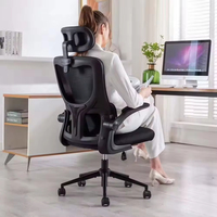 Chaise de bureau moderne en tissu noir à dossier haut pivotant en maille pour bureau à domicile et salle de réunion