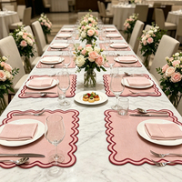 Set de table brodé style crème, nappe vintage en tissu dentelle, dessous de plat isolant thermique pour mariage, banquet, table transfrontalière