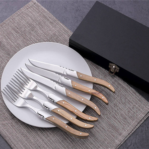 Meilleur ensemble de <span class=keywords><strong>couteaux</strong></span> à steak ensemble de 6 pièces en acier inoxydable couteau à steak <span class=keywords><strong>laguiole</strong></span> en bois d'olivier avec boîte-cadeau en bois - Product Image 3