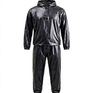 Wholesale <b>Men</b>’s Hooded Sauna Suit Shiny Sweat Tracksuit Waterproof Training <b>Jacket</b> Pants Set Custom Fitness Weight Cut Wear - Product Image 1
