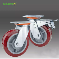 Roda Poliuretan Inti Besi Kapasitas Beban Tinggi Merah 4mm Ultra Heavy Duty Rigid Aerospace Bearing Anti-Static Casters