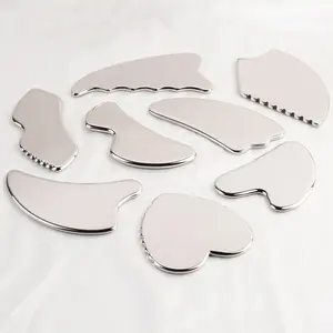 wholesale 2pcs non allergic stainless steel comb smooth edge mini gua sha scraping massage tool set