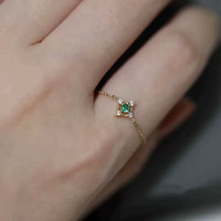 Bagues de fiançailles élégantes et raffinées en argent sterling 925 plaqué or, avec zircon vert, de haute qualité