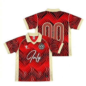 Maillots de football vintage personnalisables en maille respirante, style streetwear, col polo classique, séchage rapide - Product Image 2