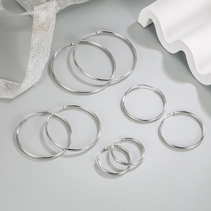 Plain Silver Plated Wire <strong>Hoop</strong> <strong>Earrings</strong> - Product Image 6