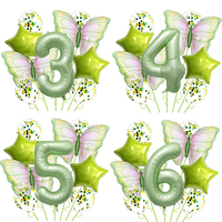 Kits de ballons décoratifs Thème Nature Verte Papillon en Latex et Aluminium pour Fêtes de Printemps, Anniversaires en Extérieur et Réunions