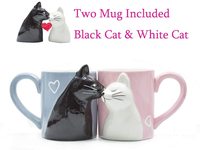 Ensemble de tasses à café Kiss Cat pour couple, ensemble de tasses à thé en céramique amusant et unique pour la mariée et le marié, cadeau pour un anniversaire, un mariage, la Saint-Valentin