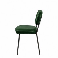 Chaise d'appoint verte rembourrée avec dossier ovale, assise rembourrée, structure en métal noir pour cuisine, salle à manger, restaurant, maison