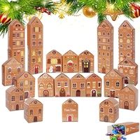 24 boîtes de calendrier de l'Avent vides à remplir, pour Noël, DIY, compte à rebours de 24 jours, cadeau, maison en pain d'épices, décoration de Noël, décoration de la maison pour les fêtes, fabriqué en Chine