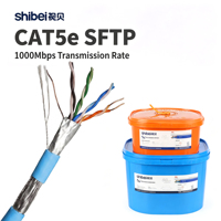Kabel Shibei CAT5e Solid SFTP 305 Meter yang Andal, SF/UTP Perisai Ganda, Kabel Jaringan Internet, Kabel Luar Ruangan CCTV Gigabit Ethernet
