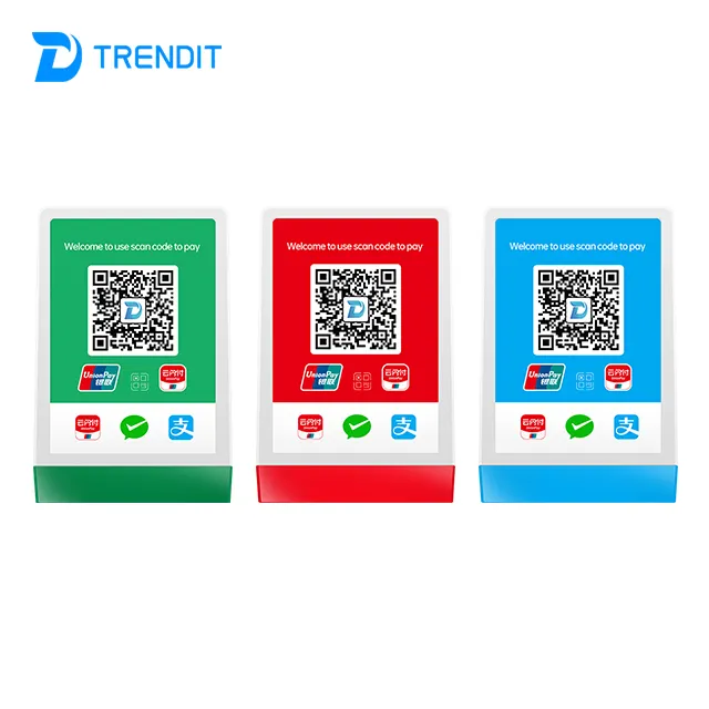 Trendit ลำโพงตั้งโต๊ะแบบพกพากล่องเสียงอัจฉริยะไร้สาย QR โค้ดการชำระเงิน