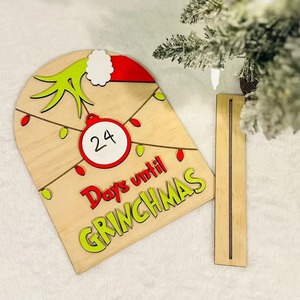 Grinch <b>Hand</b> Christmas Countdown Sign Factory Wholesaled Boxed Wooden MDF <b>Advent</b> <b>Calendar</b> Christmas Display Days Craft - Product Image 3