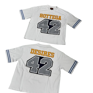 T-shirt à manches courtes blanc avec imprimé numéro 42 Bottega Desires pour homme, coupe classique, jersey en coton décontracté, col rond - Product Image 1
