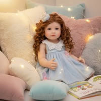 Poupée bébé reborn en silicone bon marché de 22 pouces, neuve, avec des fleurs roses peintes, finition peinte, pour les filles, jouets pour enfants