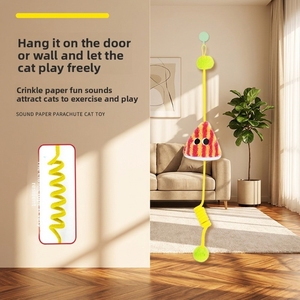 Jouet en peluche pour <span class=keywords><strong>chat</strong></span> pour l'auto-entretenissement et le soulagement de l'ennui, à suspendre à la porte, avec corde élastique, baguette de stimulation et papier froissé à ressort - Product Image 4