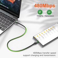 Kabel Data USB C ke USB C dengan Kepala Ular dari Paduan Seng Berlapis Nilon 1M 2M dan LED