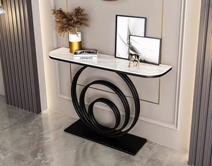 Elegant Modern Entryway <strong>Bench</strong> and Console Table with Artistic Flair Sintered Stone Top Sleek Metallic Design for Living Room - Product Image 4