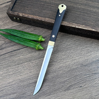 Couteau à fruits en acier inoxydable haute dureté, lame fixe, manche en bois, coupe-viande, outil de camping et de chasse en plein air