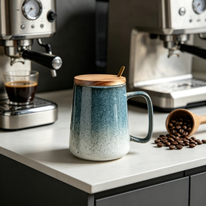 Vintage Umweltfreundliche Personalisierte Keramik-Teetasse Reaktive Glasur Kaffeebecher Retro Steinzeug-Becher Großpackung Cappuccino-Tassen Keramik - Product Image 2